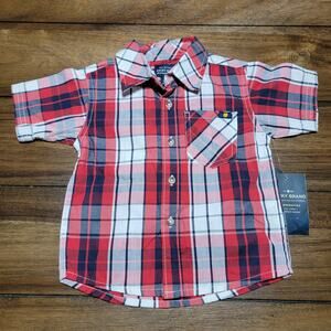 Lucky Brand Infant Rad Plaid Full Button Shirt - Size 12M NWT